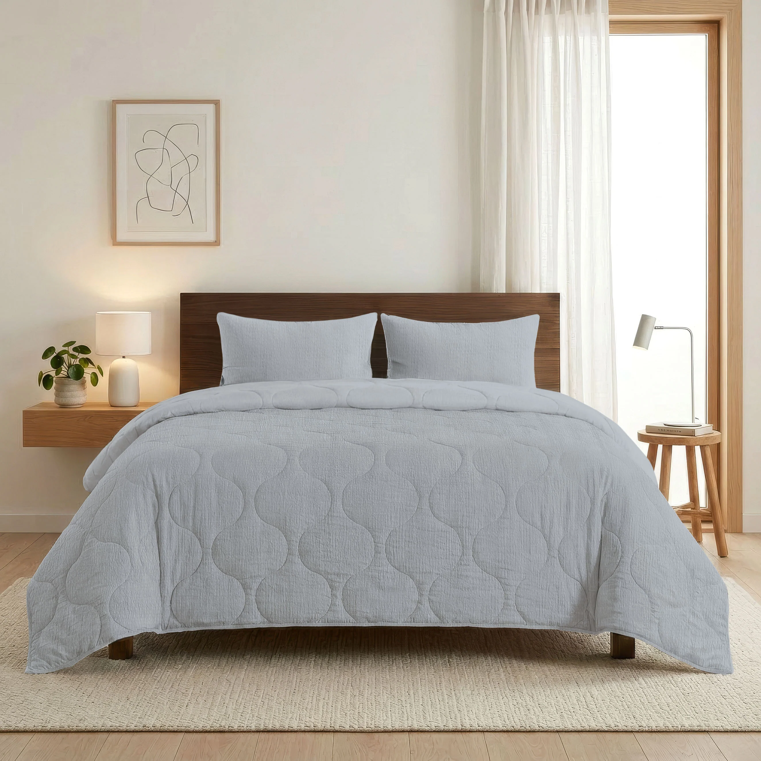 Zelesta Spécial Seersucker Couette Été - Bleu Nacré - Image 3