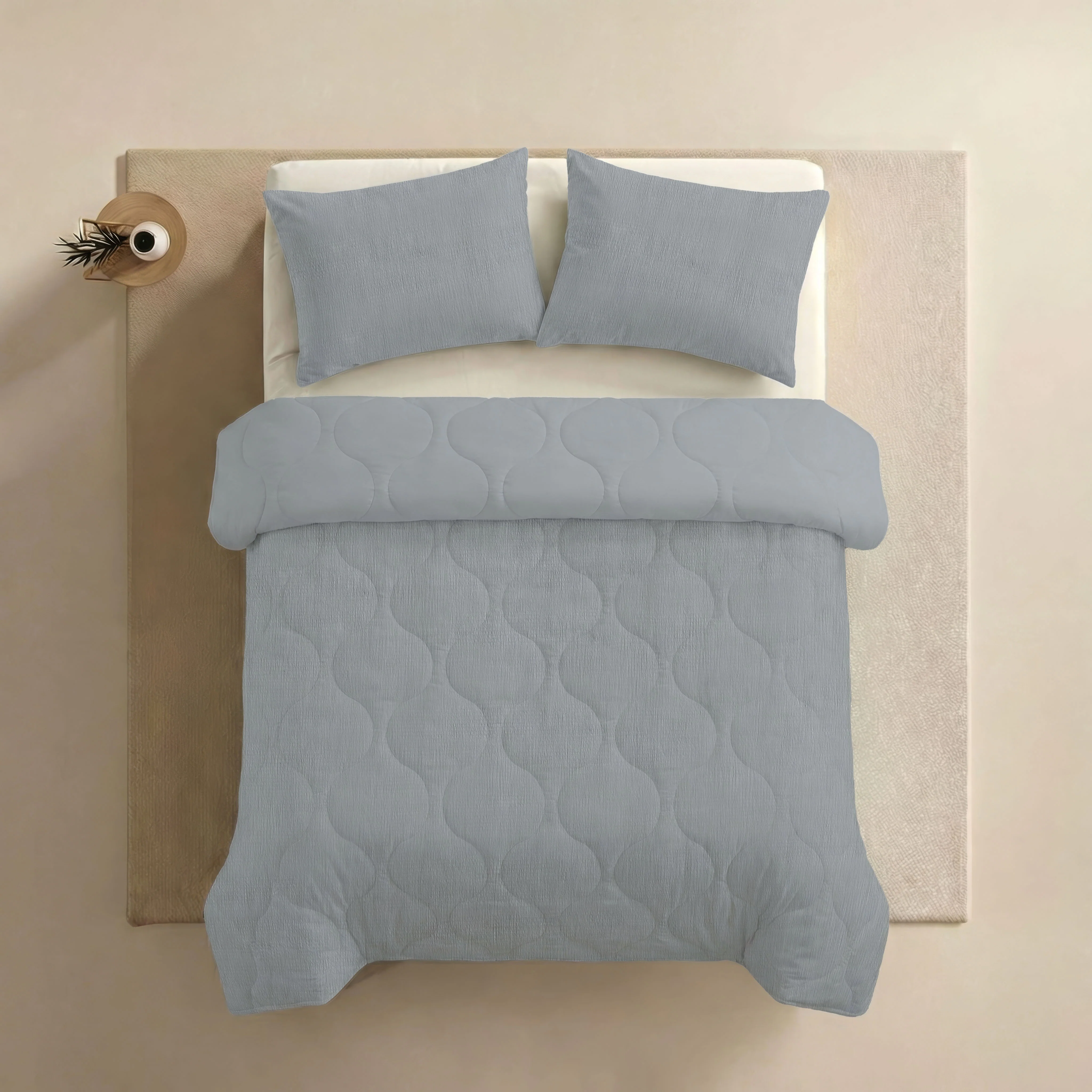 Zelesta Spécial Seersucker Couette Été - Bleu Nacré - Image 4