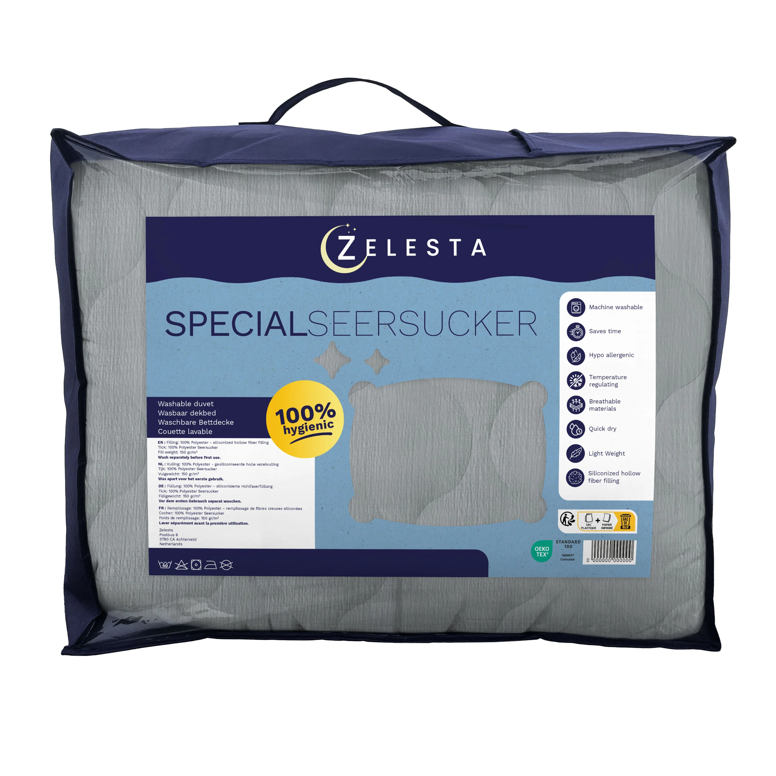 Zelesta Spécial Seersucker Couette Été - Bleu Nacré - Image 9