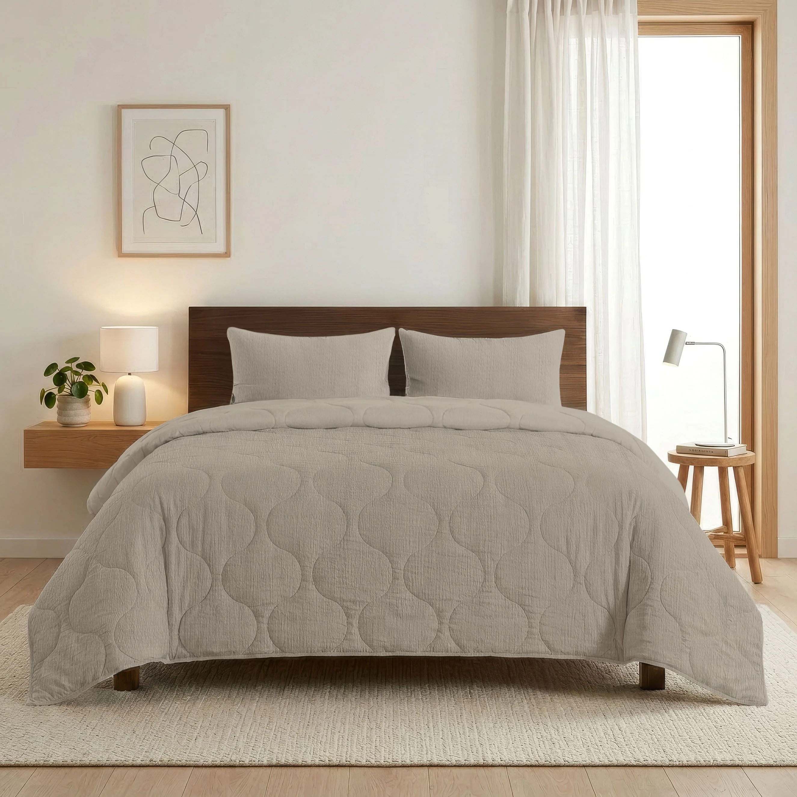 Zelesta Spécial Seersucker Couette Été - Gris Doux - Image 3