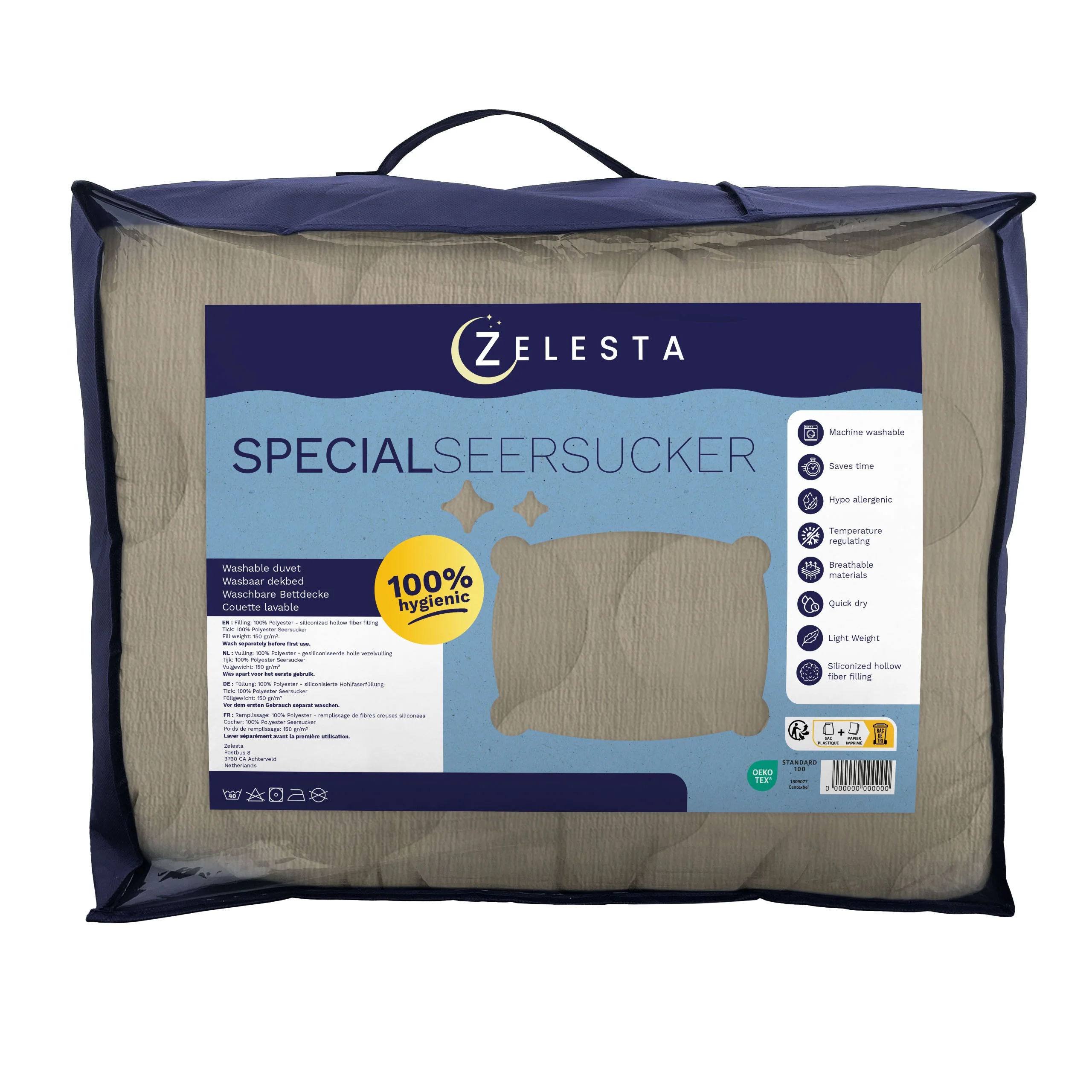 Zelesta Spécial Seersucker Couette Été - Gris Doux - Image 9