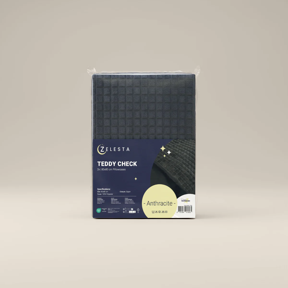 Zelesta Teddy Check Taies d'Oreiller - Anthracite - Image 3