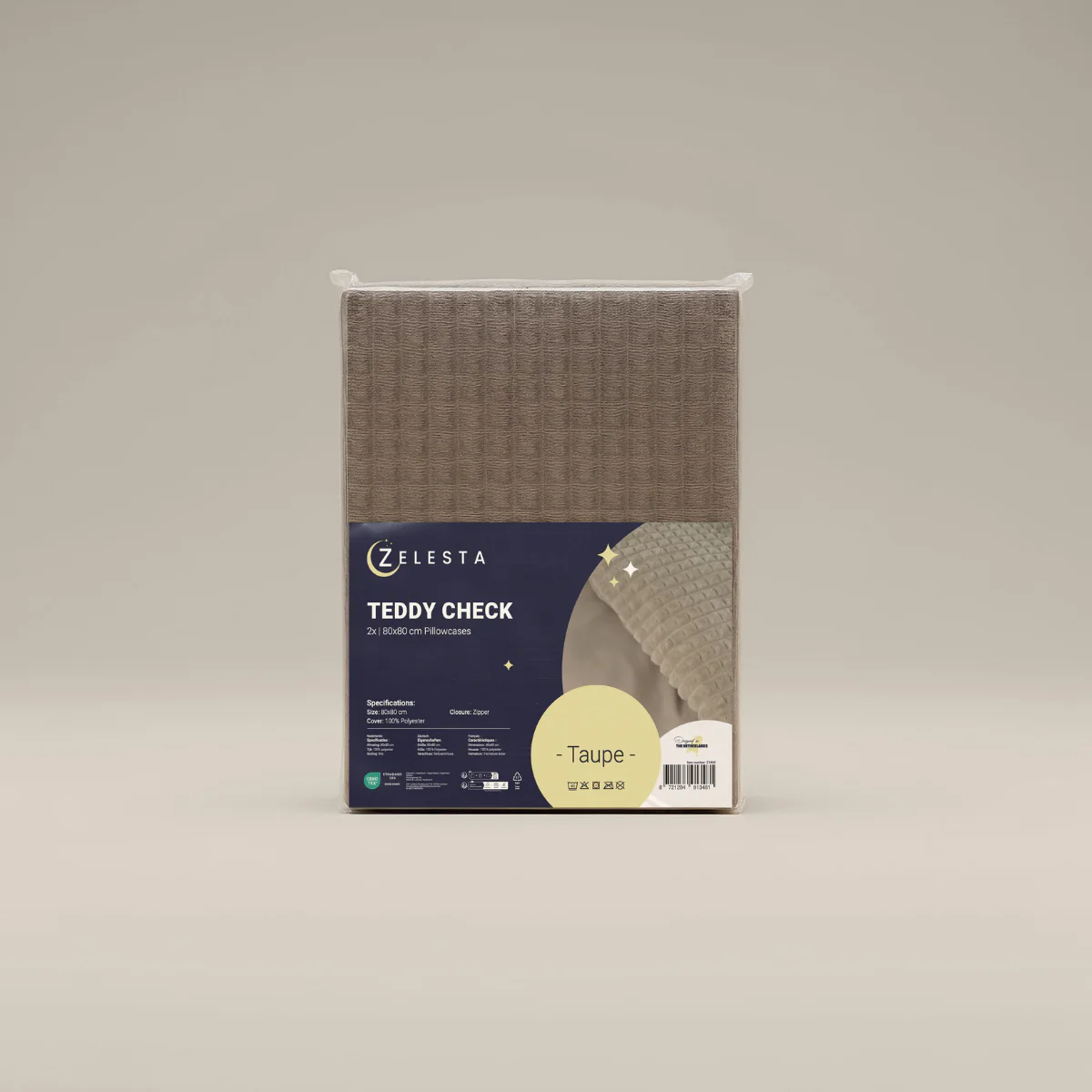 Zelesta Teddy Check Taies d'Oreiller - Taupe - Image 3