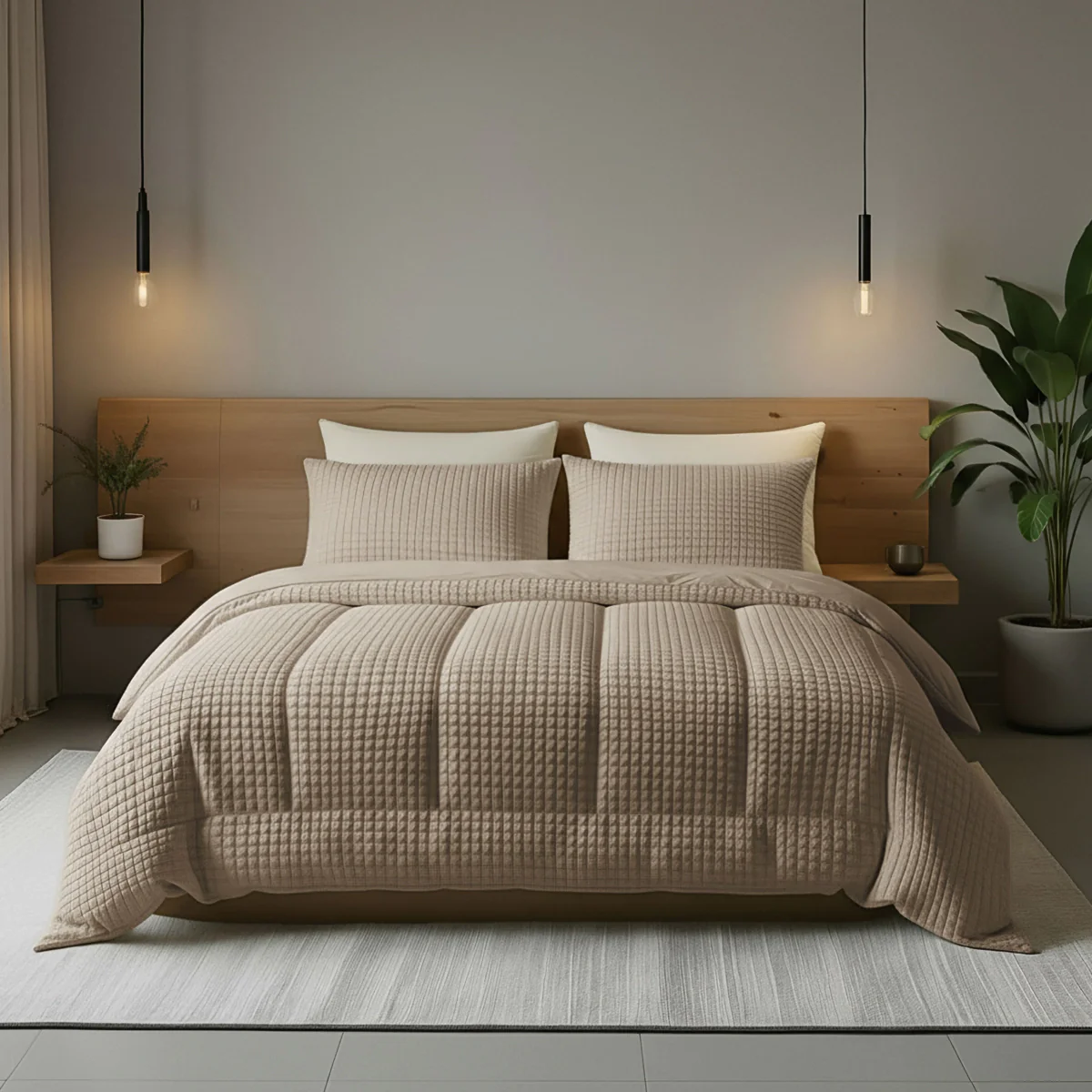 Zelesta Teddy Check - Taupe - Image 2