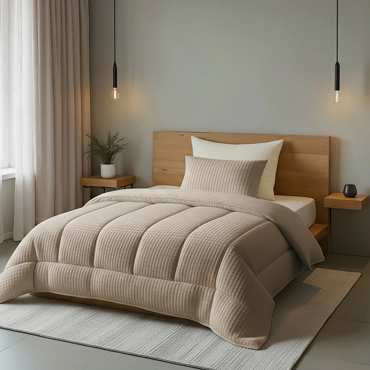 Zelesta Teddy Check - Taupe - Image 3