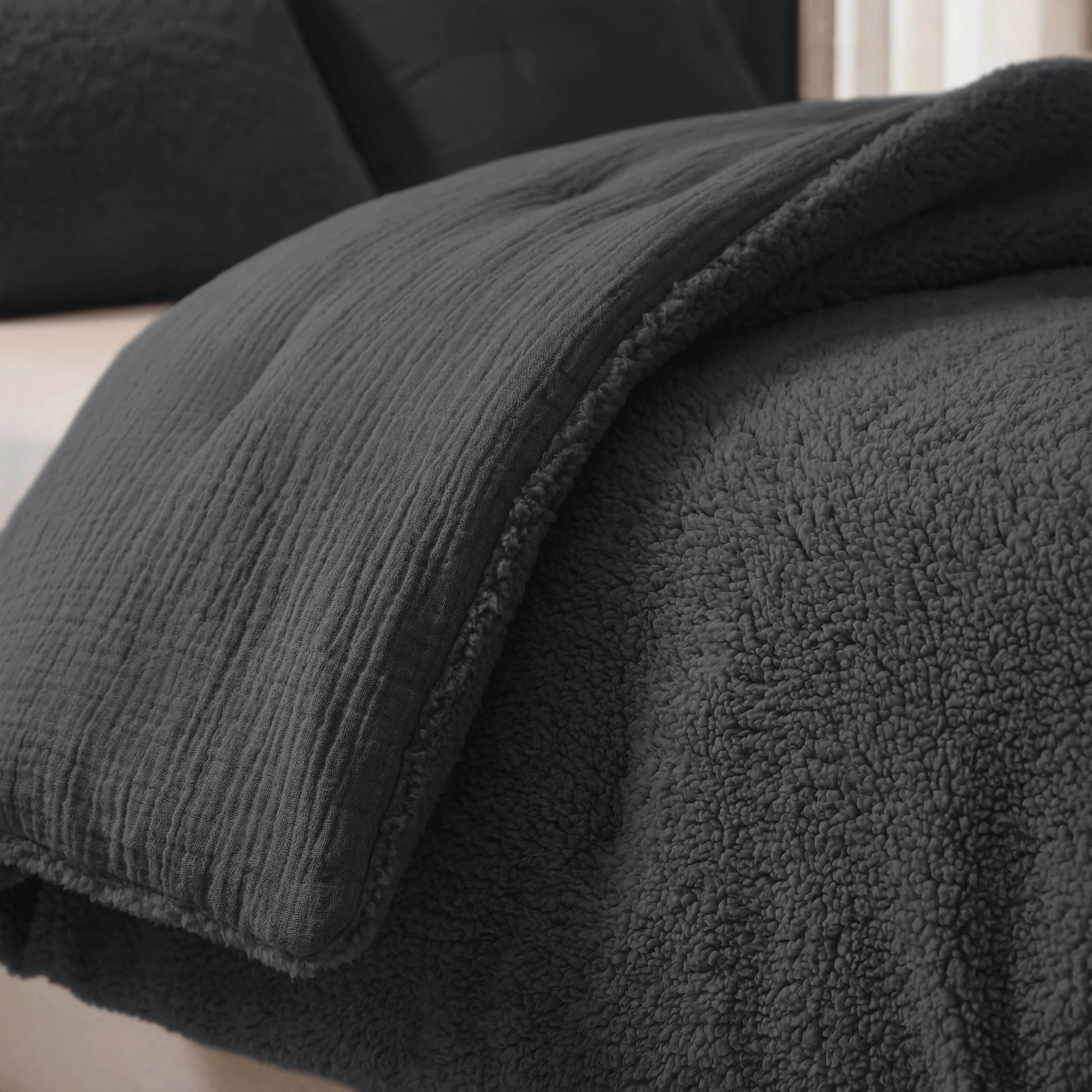 Zelesta Teddy Mousseline de Coton - Anthracite - Image 5