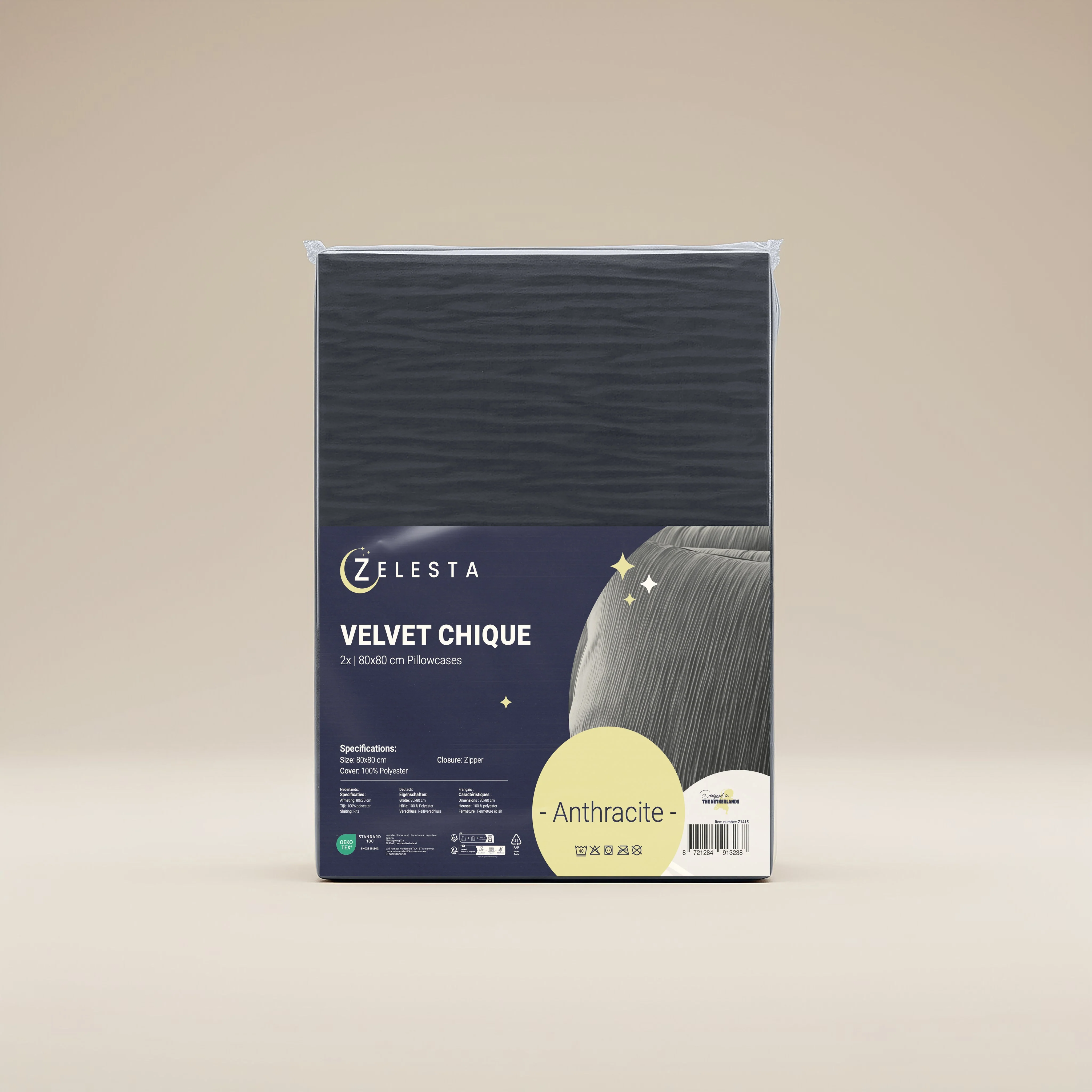 Zelesta Velvetbed Chic Taies d'Oreiller - Set de 2 - Anthracite - Image 3