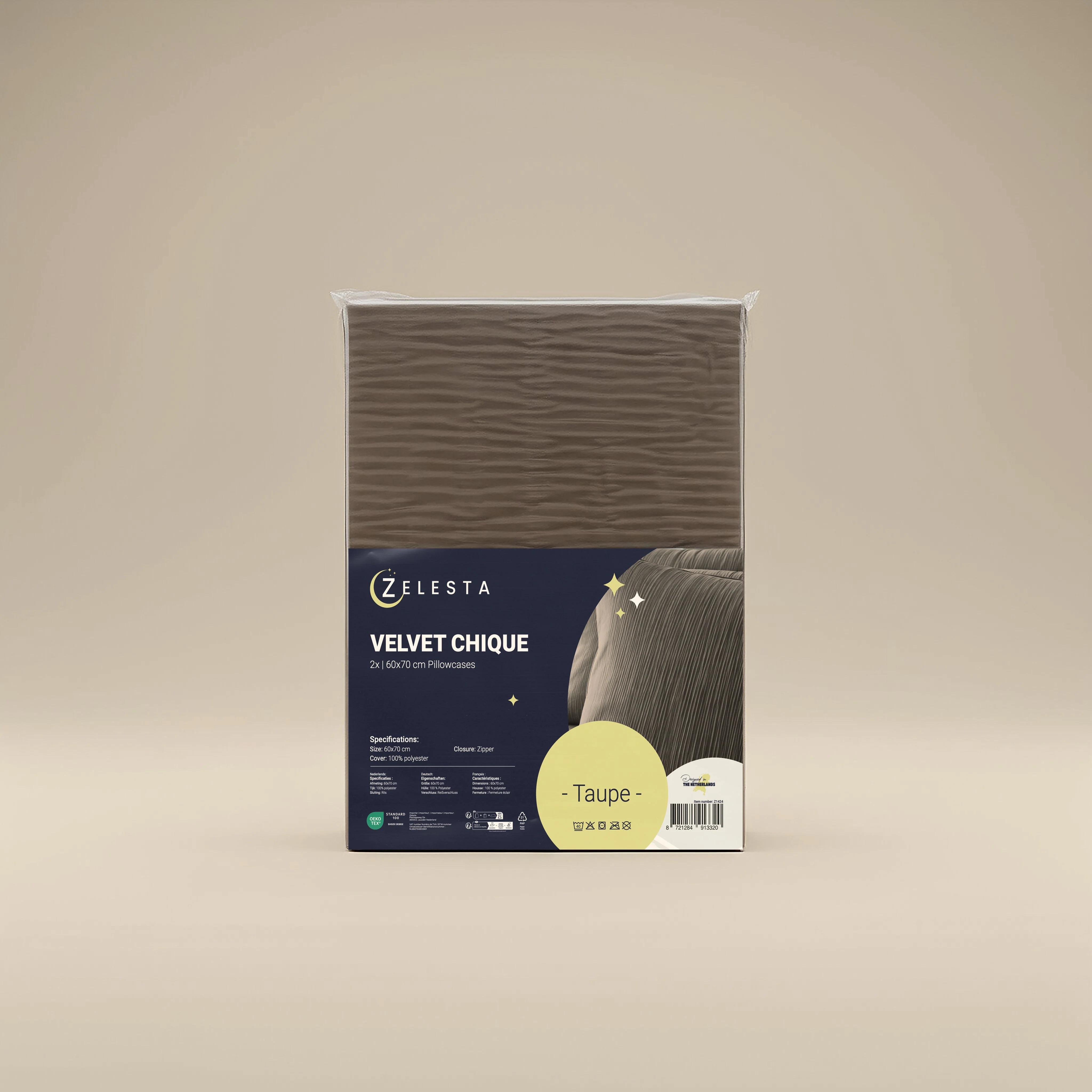 Zelesta Velvetbed Chic Taies d'Oreiller - Set de 2 - Taupe - Image 3