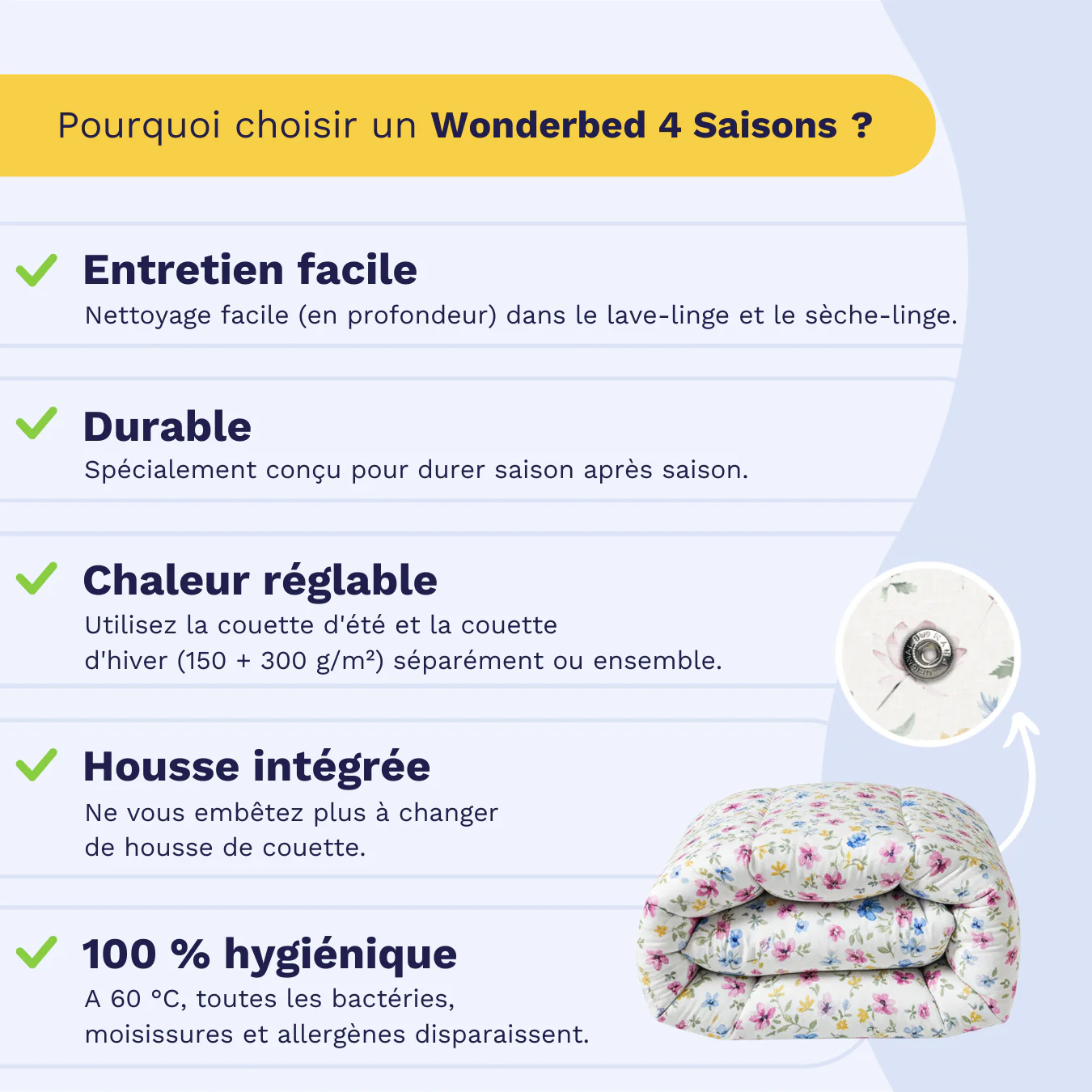 Zelesta Wonderbed 4 Saisons Double - Éclosion Printanière - Image 3