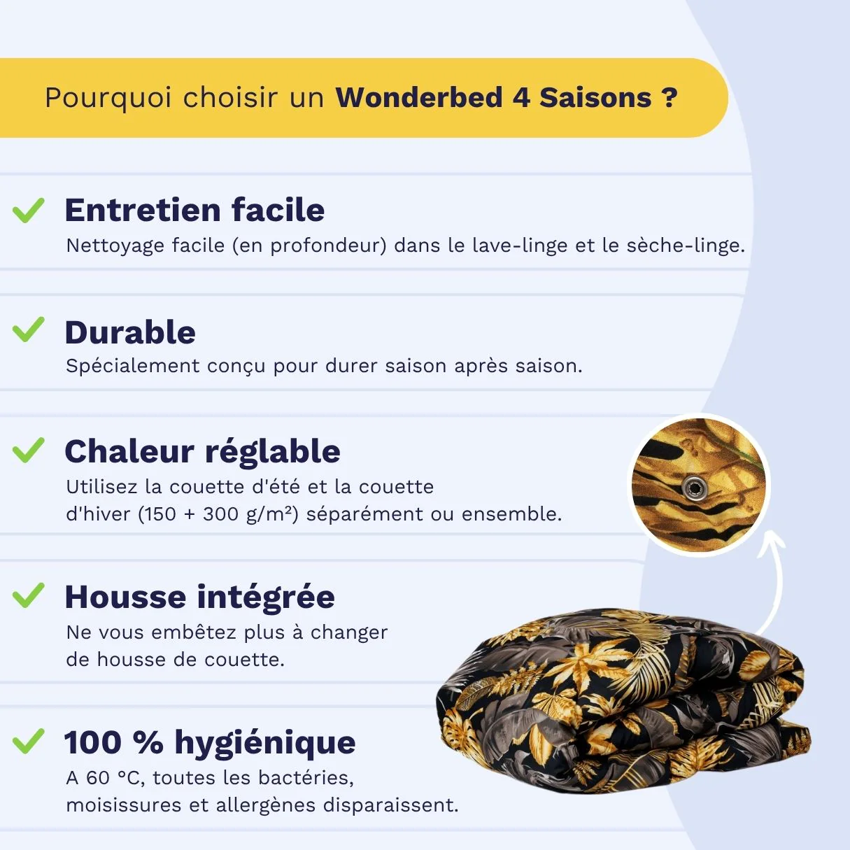 Zelesta Wonderbed 4 Saisons Double - Feuilles Dorées - Image 4
