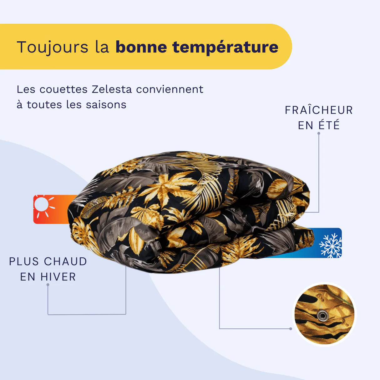 Zelesta Wonderbed 4 Saisons Double - Feuilles Dorées - Image 5