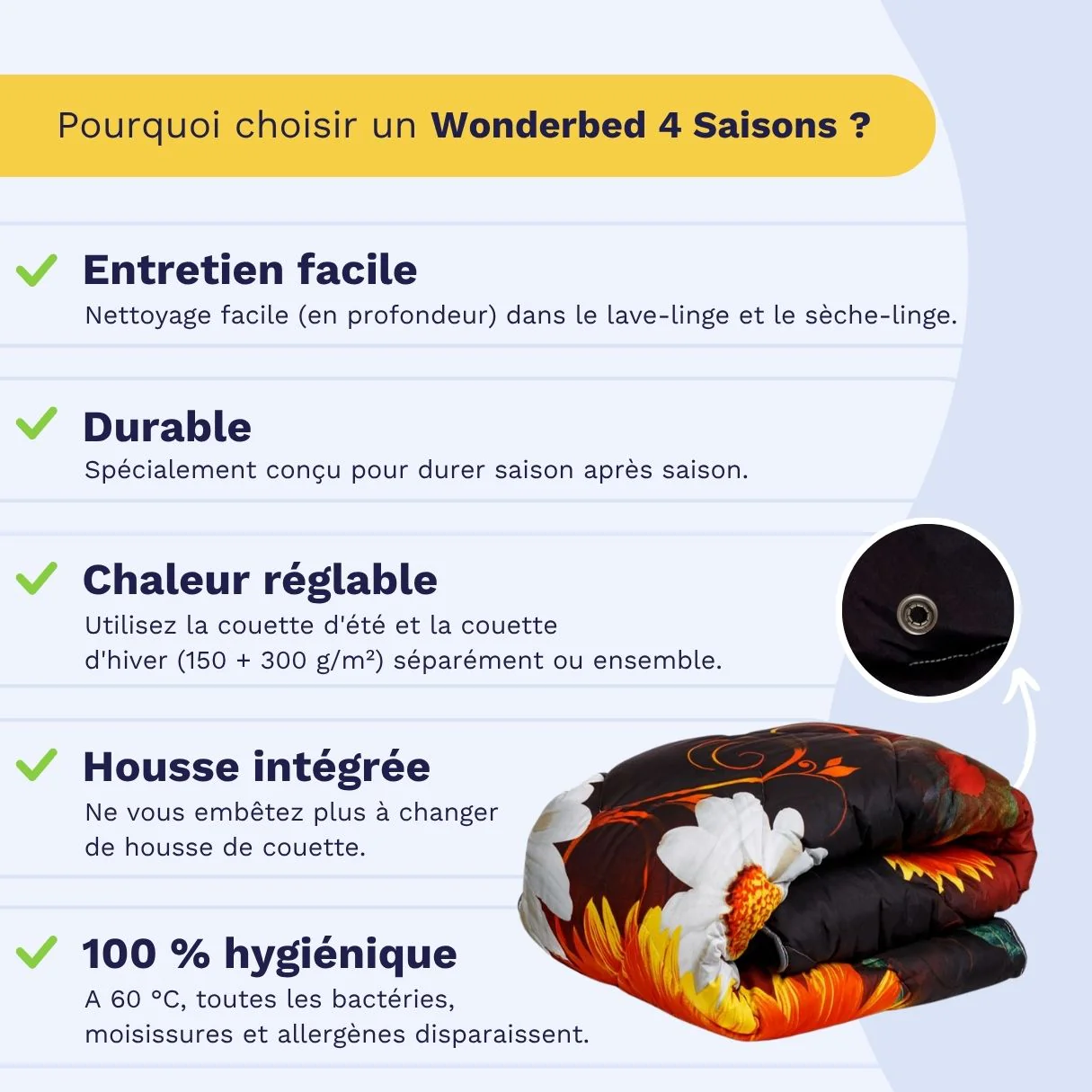 Zelesta Wonderbed 4 Saisons Double - Fleurs d'Été - Image 5