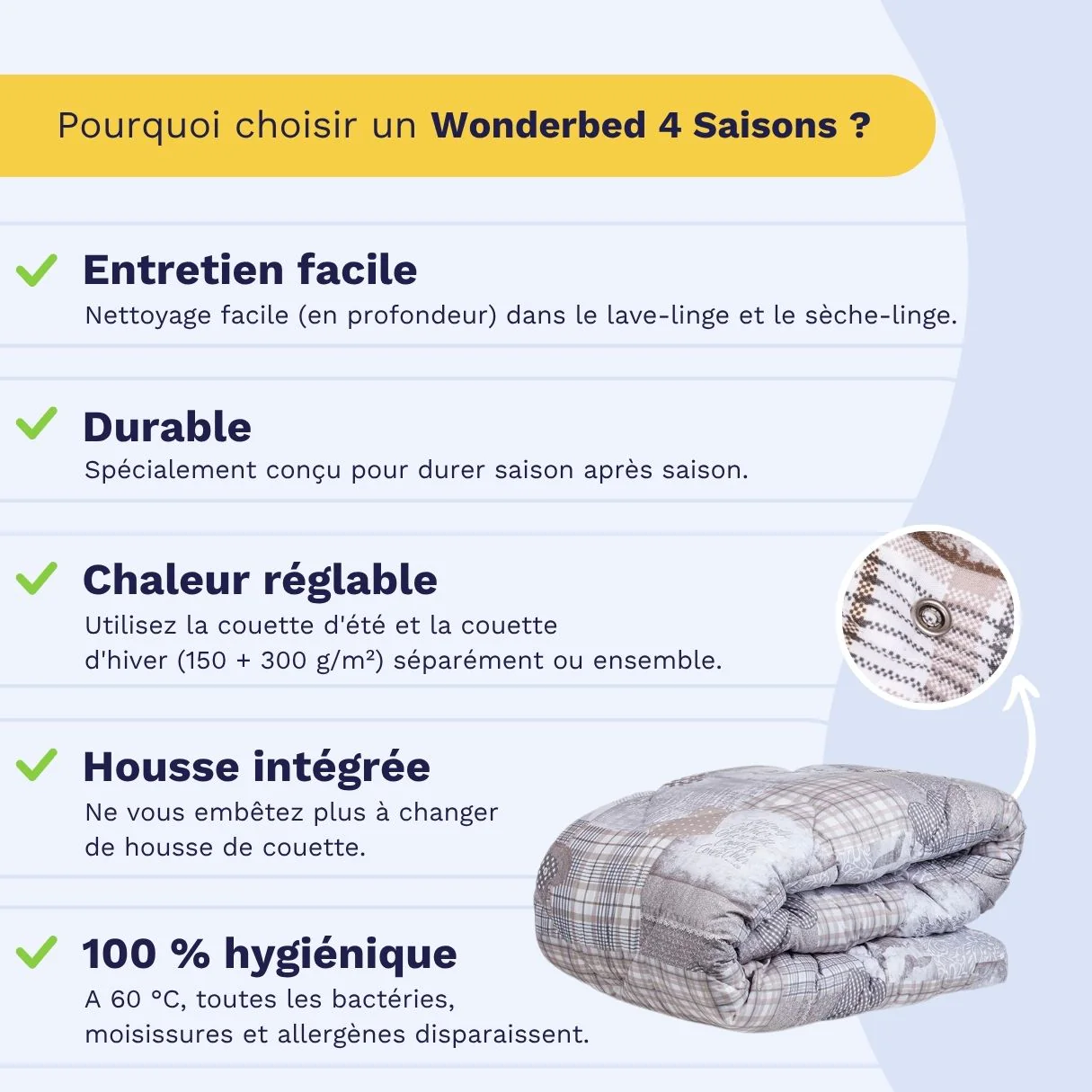 Zelesta Wonderbed 4 Saisons Double - Patchwork Coeurs - Image 5
