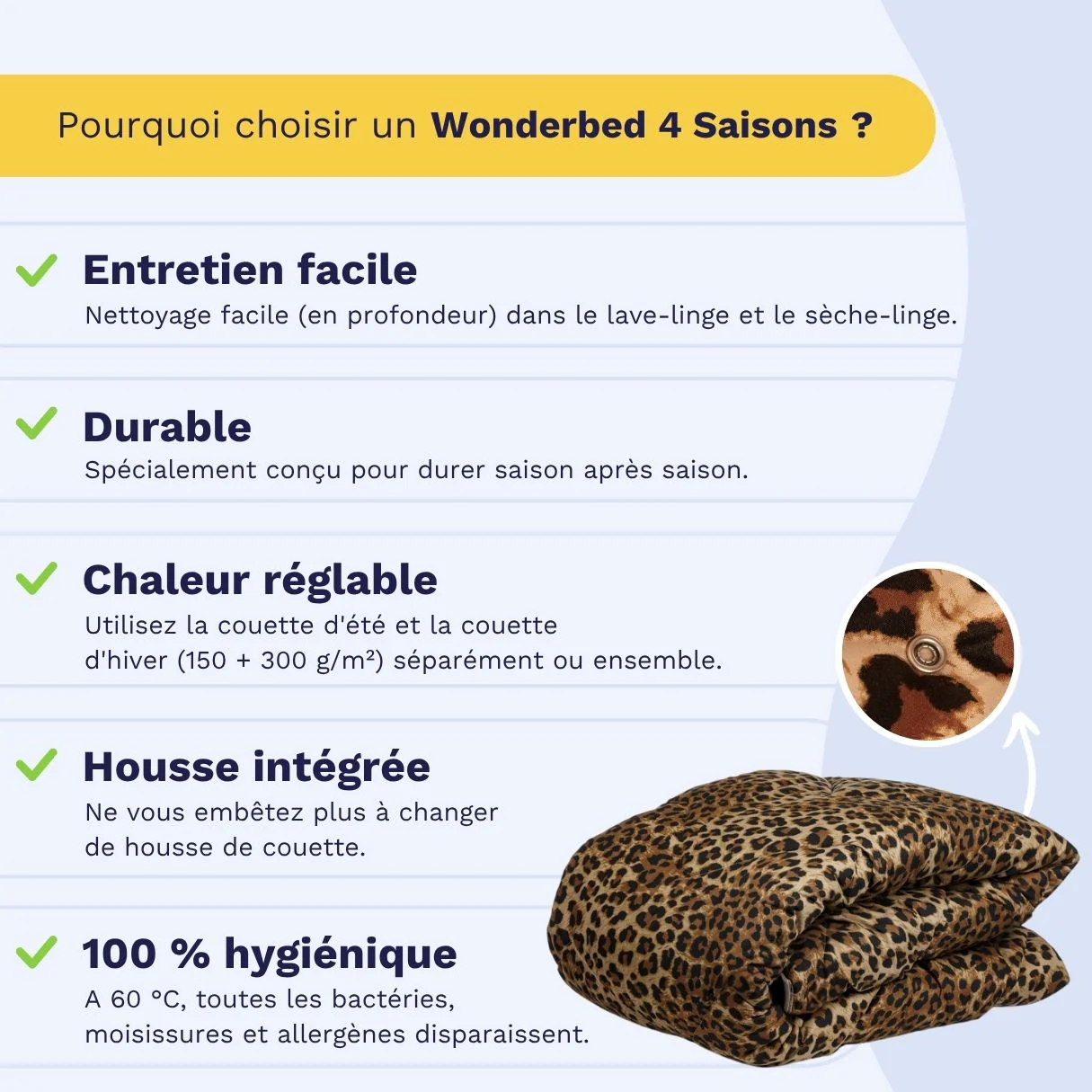 Zelesta Wonderbed 4 Saisons Double - Peau de Jaguar - Image 5