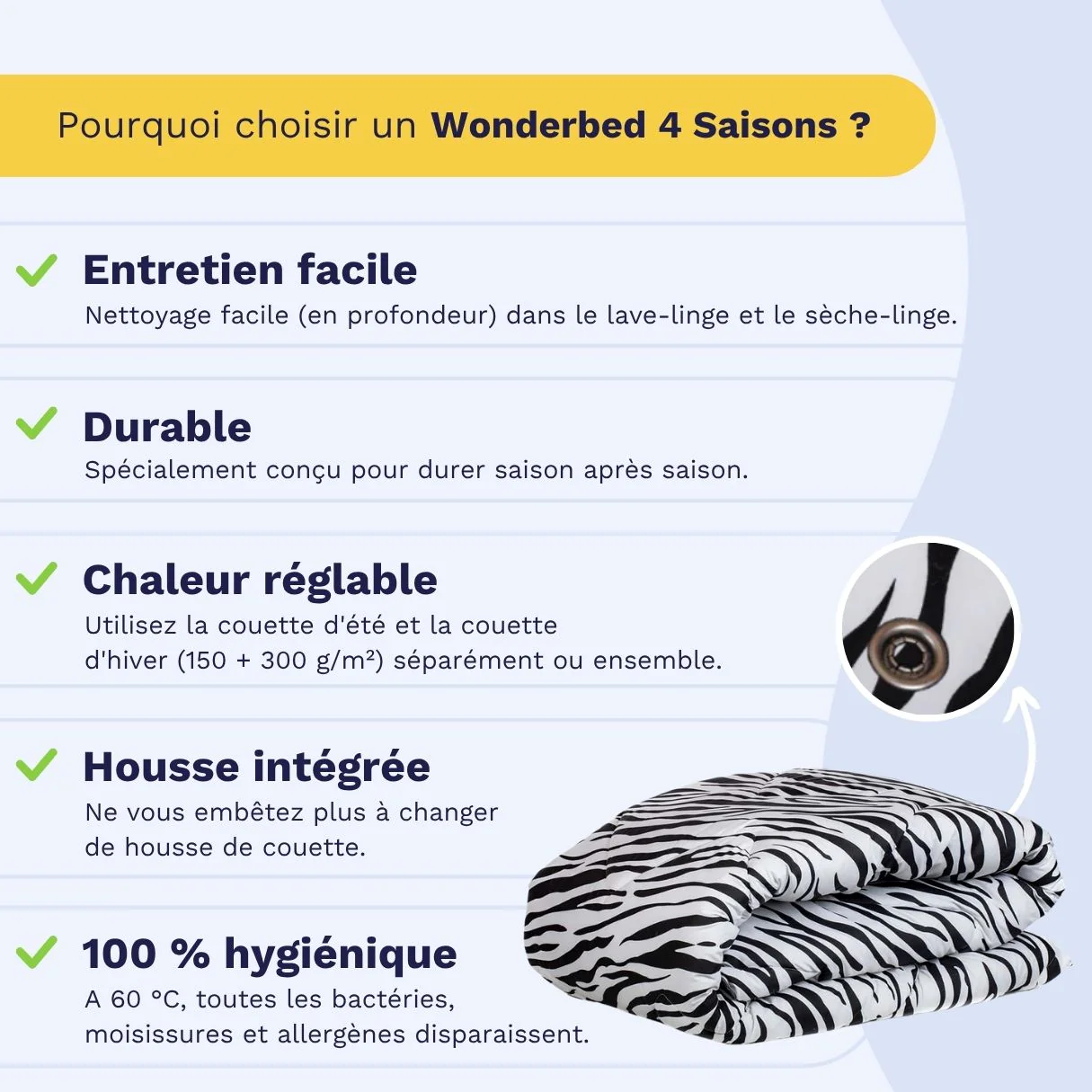 Zelesta Wonderbed 4 Saisons Double - Peau de Zèbre - Image 4