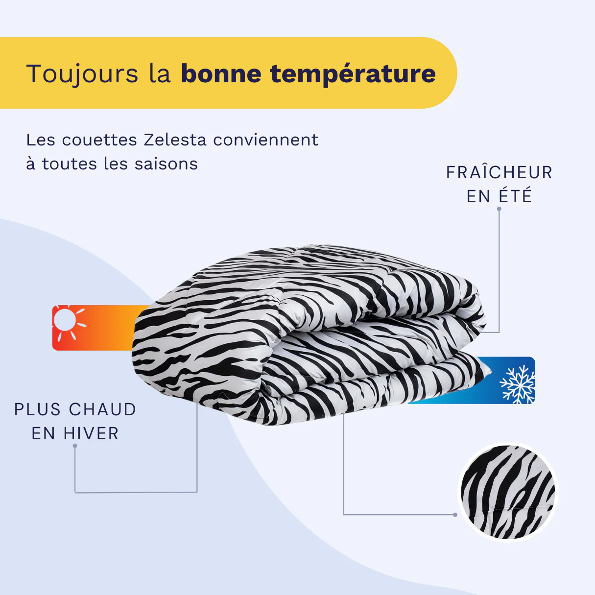 Zelesta Wonderbed 4 Saisons Double - Peau de Zèbre - Image 5
