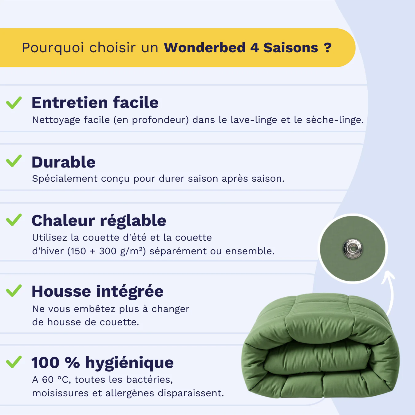 Zelesta Wonderbed 4 Saisons Double - Vert Éternel - Image 3